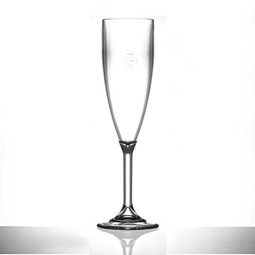 PACK OF 6 x ELITE PREMIUM POLYCARBONATE 6.6OZ CHAMPAGNE FLUTE - CLEAR / CE MARKED AT 125ML