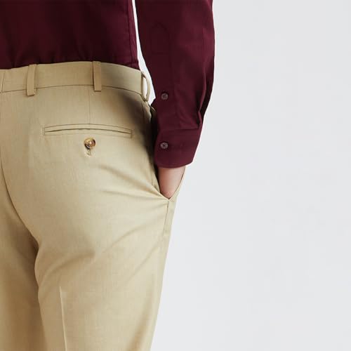 Image of Park Avenue Men's Poly Rayon Blend Solid Pattern Smart Fit Flat Front Formal Trouser