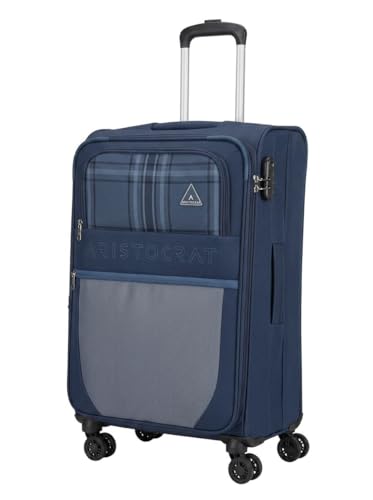 Image of VIP Aristocrat Softsided Polyster 8 Wheels Spinner Luggage with Premium Fabric,Jumbo Sizw,Spacious Interior,Expander and 3 Years International Warranty (Blue, Set of 3)