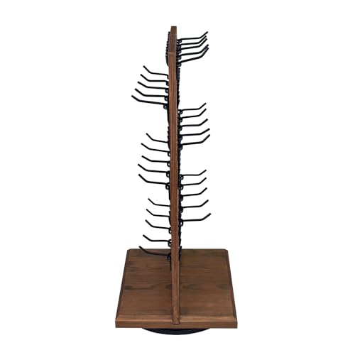 image for MOOCA Wooden Rotating Two-Sided Pegboard Jewelry Display Stand with 30