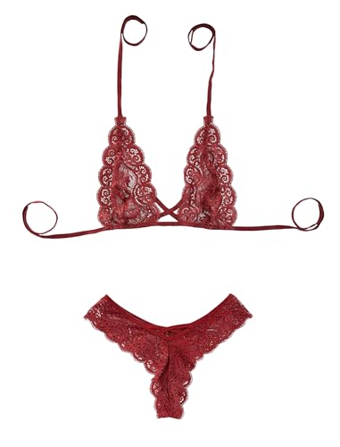 Image of Xs and Os Women Cross Style Lace Bra Panty Lingerie Set