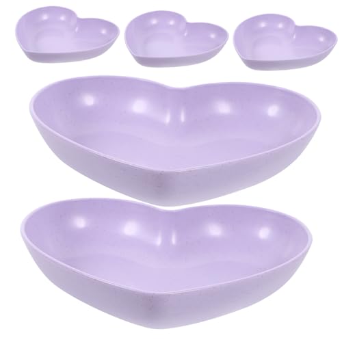 Totority 5pcs Decorative Reptile Dish Heart Shape Water Bowl for Crab Small Reptile Supplies Durable Straw Spill Design for Clean Terrarium Habitat