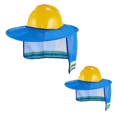 Image of XIAKE Hard Hat Accessories Mesh Neck Sun Shield with Reflective Strips,Full Brim,Blue,2 Pack