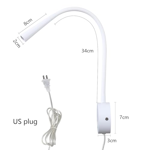 Image of Wall Mounted Reading Lamp USB Charger Matt White LED 3W Warm White 3000K Plug for Reading (White USB Charger Dimmer 2pcs)