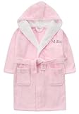 PyjamaPlanet Personalised Girls Dressing Gown Fleece Robe Bathrobe (Contrast Pale Pink, 4-5 Years)