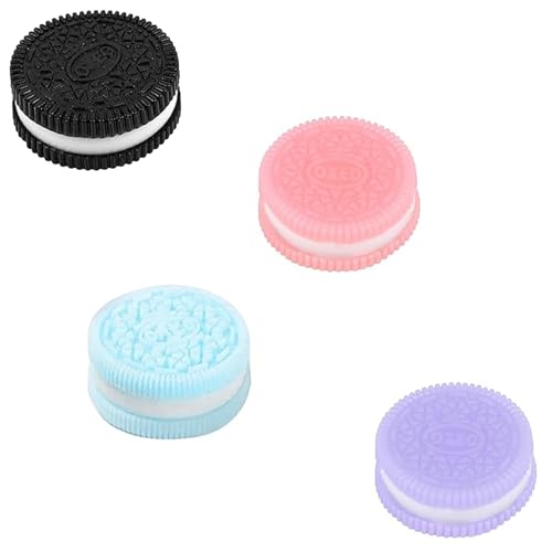 Squishy Stress Toys 4 PSC Squishy Stress Relief Realistic Biscuit Sensory for Adults New Biscuit Shape Squishes Toy Ultra-Soft Decompression Venting Toy Sensory Fidget Toys(Black/Pink/Blue/Purple)