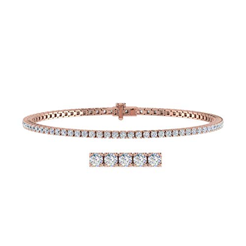 Image of 2 to 7 Carat Natural Diamond Tennis Bracelet for Women in 14K Gold (7 Inch) - IGI Certified (I1-I2 Clarity)