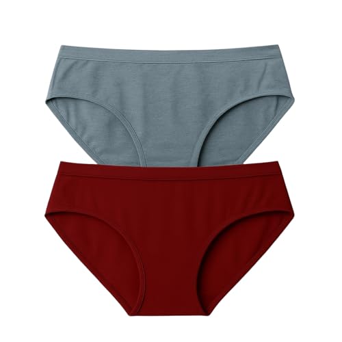 Image of Women's Soft Cotton Mid-Rise Bikini Briefs | Pack of 2 | Seamless Feel | Stretchable & Breathable Everyday Underwear | Comfortable Fit