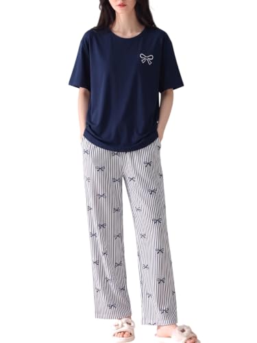 Image of Louis Luxe Cotton Blend Womens Korean Night Dress || Full Pyjama Set || Korean Nightsuit || Women Nightwear ||Round Neck Full Sleeve Nightsuit || Loungewear || Everyday Nightdress (ND-09)