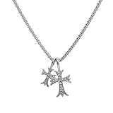 Gothic Double Cross Necklace, Silver Plated Goth Cross Necklace Y2K, Dainty Cross Choker Necklace for Women Men Silver Non Tarnish, Chrome Heart Chain Link 2000s Jewelry Gift