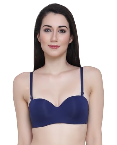 Image of GLAMORAS Women & Girls Demi Cup Bra | Nylon Spandex, Padded, Underwired Bra | Adjustable Detachable Straps, Low Coverage Demi Bra