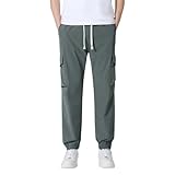 Generisch Herren Cargohose, Cargohose Herren Baggy Lang Arbeitshosen Cargo Jogginghose Stretch Softshellhose Sport Wanderhose Atmungsaktive Freizeithose Leichte Herrenhosen mit Tasche und Schnürung