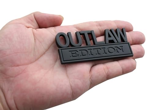 Image of 2PCS Outlaw Edition Emblems, 3D Badge Car Sticker with 3M Strong Adhesive, Fender Replacement for F150 F250 F350 Chevy Silverado 1500 2500 Chevrolet C10 C15 (Black)