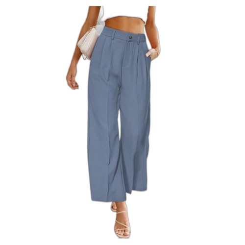 Business Golf Pants for Women, Casual High Waist Wide Leg Straight Fit Dress Pants, Summer Spring Button-up Work Trousers2