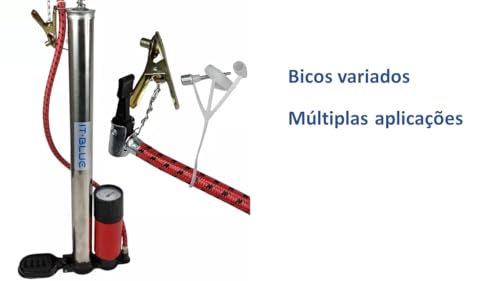 BOMBA DE AR MANUAL COM MANÔMETRO E PEDAL PARA BICICLETA BIKE PNEU CARRO BOLA