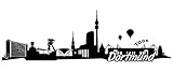 Samunshi® Dortmund Skyline Wandtattoo Sticker Aufkleber Wandaufkleber City Gedruckt Dortmund 120x38cm schwarz
