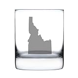 Bevvee Idaho State Outline Whiskey Rocks Glass - State Themed Drinking Decor and Gifts for Idahoan Women & Men - 10.25 Oz Whisky Tumbler Glasses