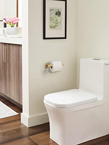 Image of Amerock Arrondi 7-1 /4 inch Champagne Bronze Single Post Toilet Paper Holder | Decorative bathroom hardware in durable Stainless Steel construction; mounting hardware included for easy installation