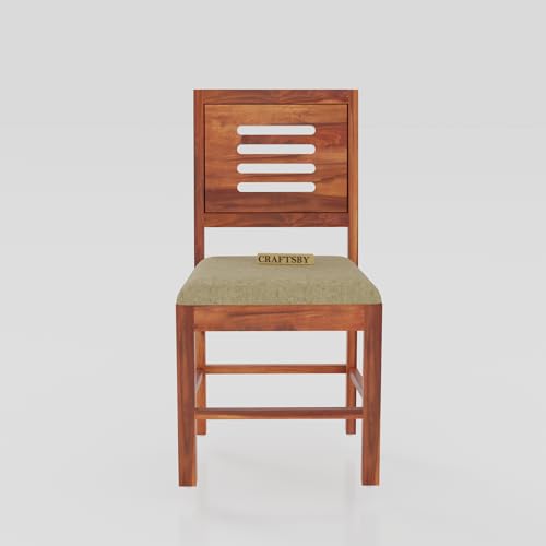 Image of 57 Inch Length Solid Sheesham Wood 6 Seater Dining Table Set | Six Seater Dinner Table with 4 Cushions Chairs & 1 Bench | Dinning Table Set 6 Seater for Living Room | Honey Finish