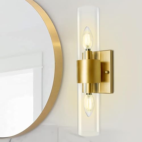 Image of 2-Light Vanity Lights for Bathroom, Gold Modern Vanity Lighting Fixtures Bathroom Light Fixtures Wall Light Fixtures Wall Sconce for Bedroom