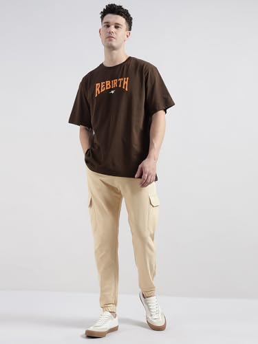 Image of Veirdo 100% Pure Cotton Regular Fit Mid Rise Trackpants with Side Pocket for Men & Boys