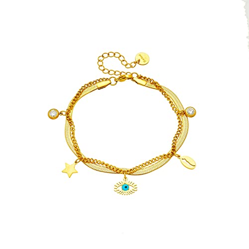 Bracelets multicouches tendance à breloques œil d'étoile style rétro