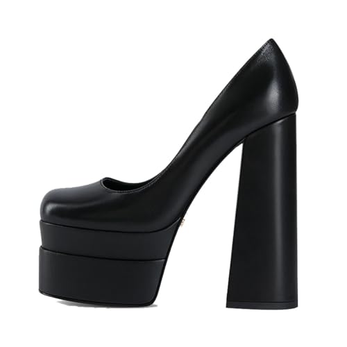 2024 Autumn Chunky Heels high Block Heels Platform Heels White Wedding Shoes Round Toe Slip on Dress Pumps Shoes for Women