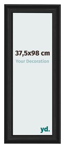 yd. Your Decoration - Marco de fotos 37.5x98 cm - Negro Grano De Madera - Marco de fotos de madera con cristal de plástico antirreflejo - Marco 37.5x98 cm - Lazio