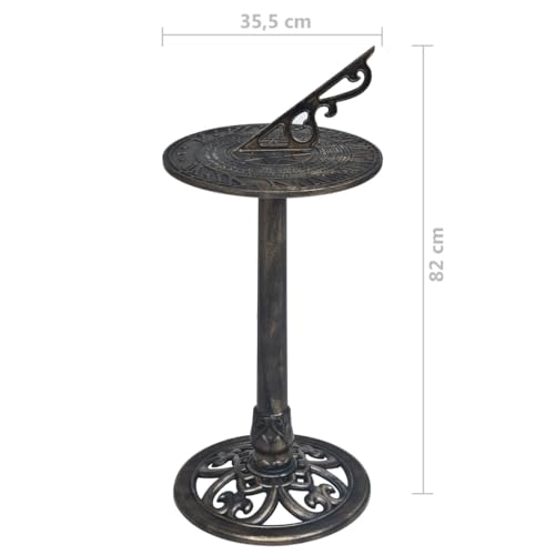 Miniatura 5 de Vidaxl Reloj Solar Terraza Jardín Aire Libre Patio Exterior Balcón De Sol Impermeable Exterior Casa Fundido Máquina De Mundo De Plástico Bronce