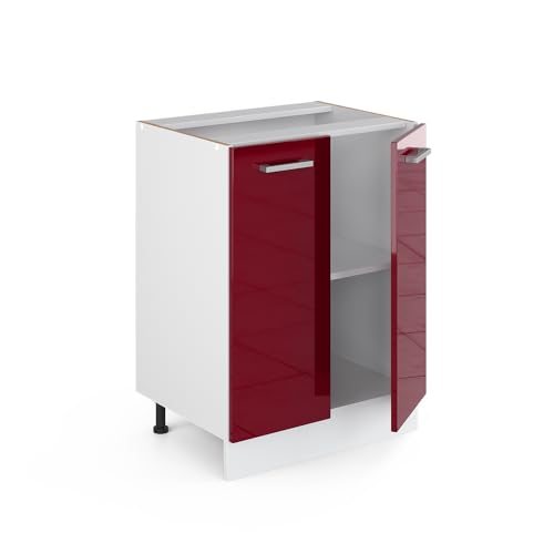 Vicco Base Universale Rosso Bordeaux Lucido 60 Cm Con Ante, Senza Piano Di Lavoro - 5