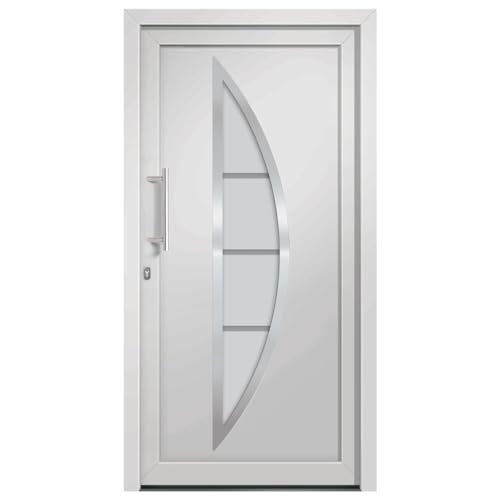 vidaXL Haustür mit Handgriff-Set 3 Schlüssel Montageset Nebeneingangstür Kellertür Eingangstür Außentür Wohnungstür Tür Weiß 98x190cm