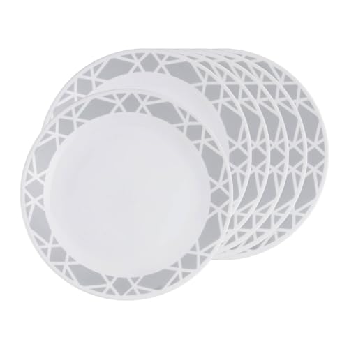 Image of Corelle Livingware Modena Vitrelle Glass Dinner Plate Set, 26cm, Set of 6, White