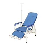 Recliner Chair for Hospital, Infusion Seating with IV Pole and Armrest, Leather Adjustable Recliner for Clinics, Hospitals, Laboratories(White)