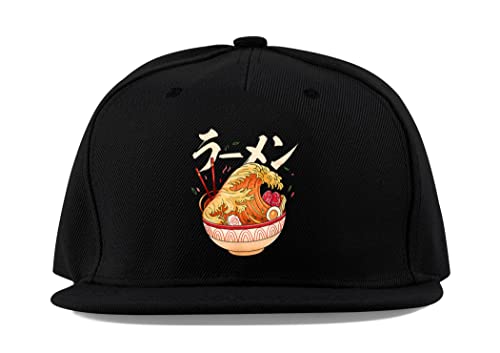Casquette snapback Ramen The Great Wave en coton noir taille unique pour homme et femme