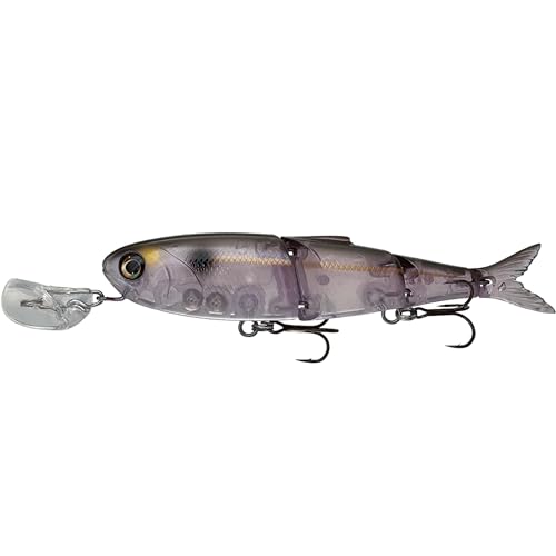 Headbanger Spitfire 4-1/2 Topwater Fishing Lure Ghost Shad Hybrid Wakebait & Propbait for Bass Pike Musky Hard Body Swimbait with Action Lip & VMC Hooks