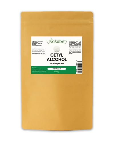 Nakobe Alcohol cetílico, 500 g, alcohol graso, perlas de cera, emulsionante, consistencia