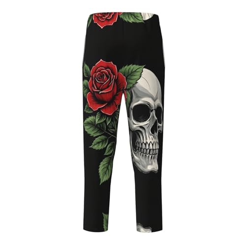 Pajama Pants Pajama Bottoms with Elastic Waistband Sleepwear Lounge Pants, Vintage Skull Rose Flowers 12