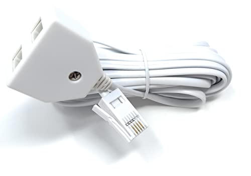 5M Twin Extension Lead - One BT Jack to Two BT Sockets, Double Telephone Splitter Cable 16.5ft - Image 2