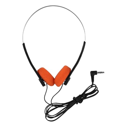 PERSELOSO Auriculares Supraurales Retro Naranjas con Cable, Diseño Pequeño y Ligero, Ajuste Cómodo, Auriculares de Viaje Seguros y Portátiles para Aulas y Uso Escolar