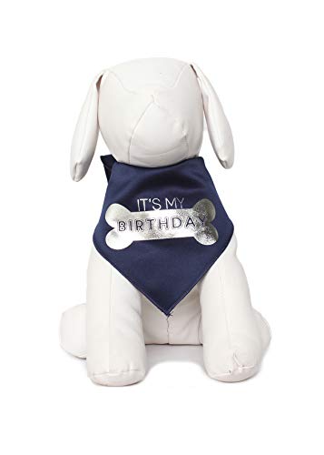 Tail Trends Happy Birthday Dog Bandanas With My Birthday Bone Silver Bone Design - 100% Cotton #TOP1