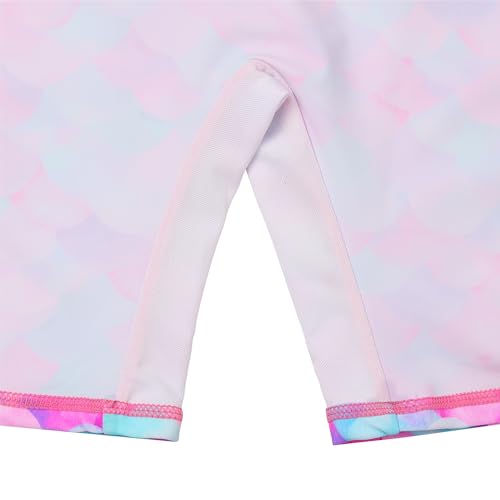 TFJH E Short Sleeve Girls Swimsuits UV 50+ One Pieces Bathing Suits Zipper 2-14Y