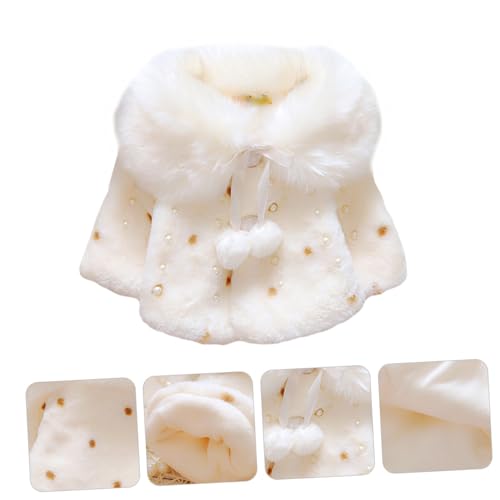 Fashion Girls Furry Collar Cape Coat Thick Cotton Outwear for Daily Wear and Parties Suitable for Ages Years3