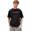 Tommy Hilfiger Herren T-Shirt Kurzarm Logo mit Rundhalsausschnitt, Schwarz (Black), L