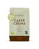 J. Hornig Kaffeebohnen Bio & Fairtrade, Caffè Crema Bio, 500g ganze Bohnen, Arabica & Robusta, säurearmer Kaffee mit Noten von Kakao & dunkler Schokolade, Stärke 4/5