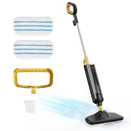 NEWBULIG Steam Mop for Hardwood/Tile/Carpet, Lightweight Steamer Cleaner for Floor Cleaning, 16.4 FT Cord and 2 Washable Pads