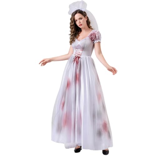 Costume de mariée zombie pour bal masqué d'Halloween et soirée déguisée vintage effrayante