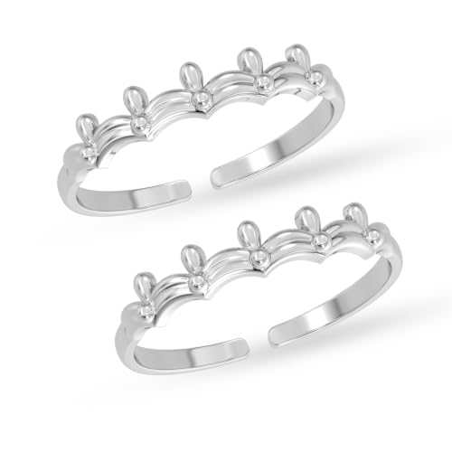 Image of Clara 925 Sterling Silver Size Adjustable Toe Rings Pair Gift for Women