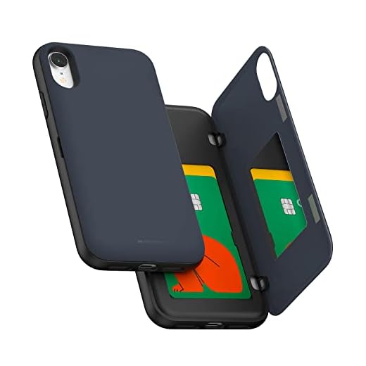 Goospery iPhone XR Wallet Case with Card Holder, Protective Dual Layer Bumper Phone Case (Midnight Blue) IPXR-MDB-NVY
