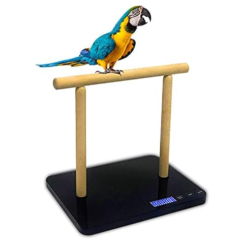 Digital Bird Scale with Perch, Bird Scale Grams, Max 44lbs, Capacity with Precision up to 1g, Black, Suitable for Parrot and All Kinds of Bird Cover