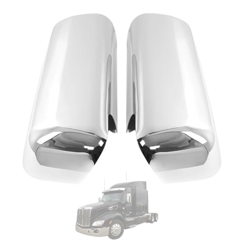 Chrome Door Mirror Cover One Pair Driver & Passenger Side FIT Peterbilt 579 567 2014–2021 – LH & RH Mirror Cap Set – Direct Replacement – Replace OE# R22-6121-300 R22-6122-300